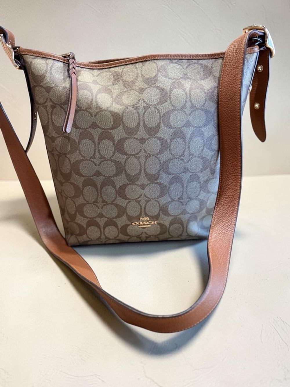 Coach Val Duffle Bag in Signature Canvas C2819 – Khaki/Saddle